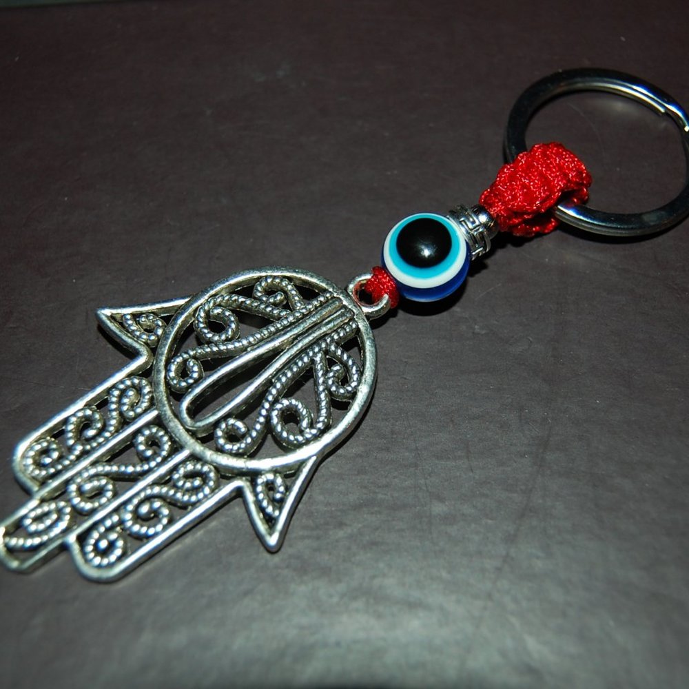 Hamsa Hand Keychain,Evil Eye Keychain,Good Luck Keyring